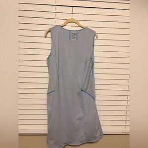 Duluth Trading Co Light Blue Striped Dress
